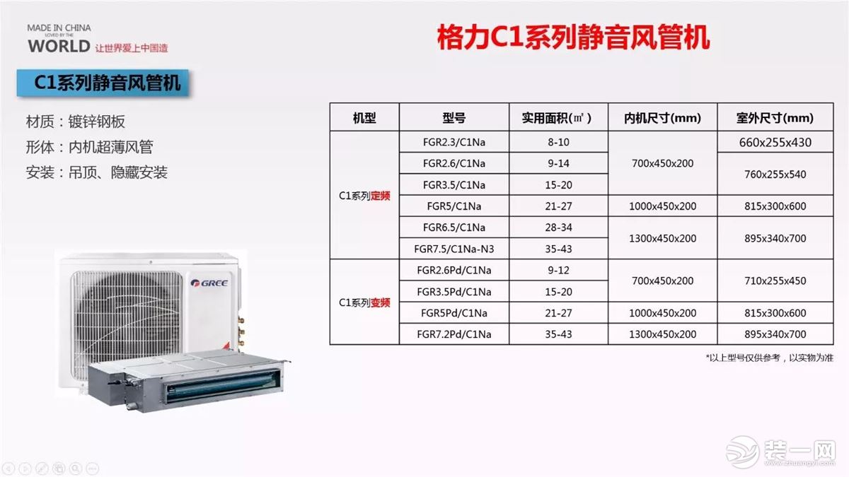格力c1系列变频家用风管机